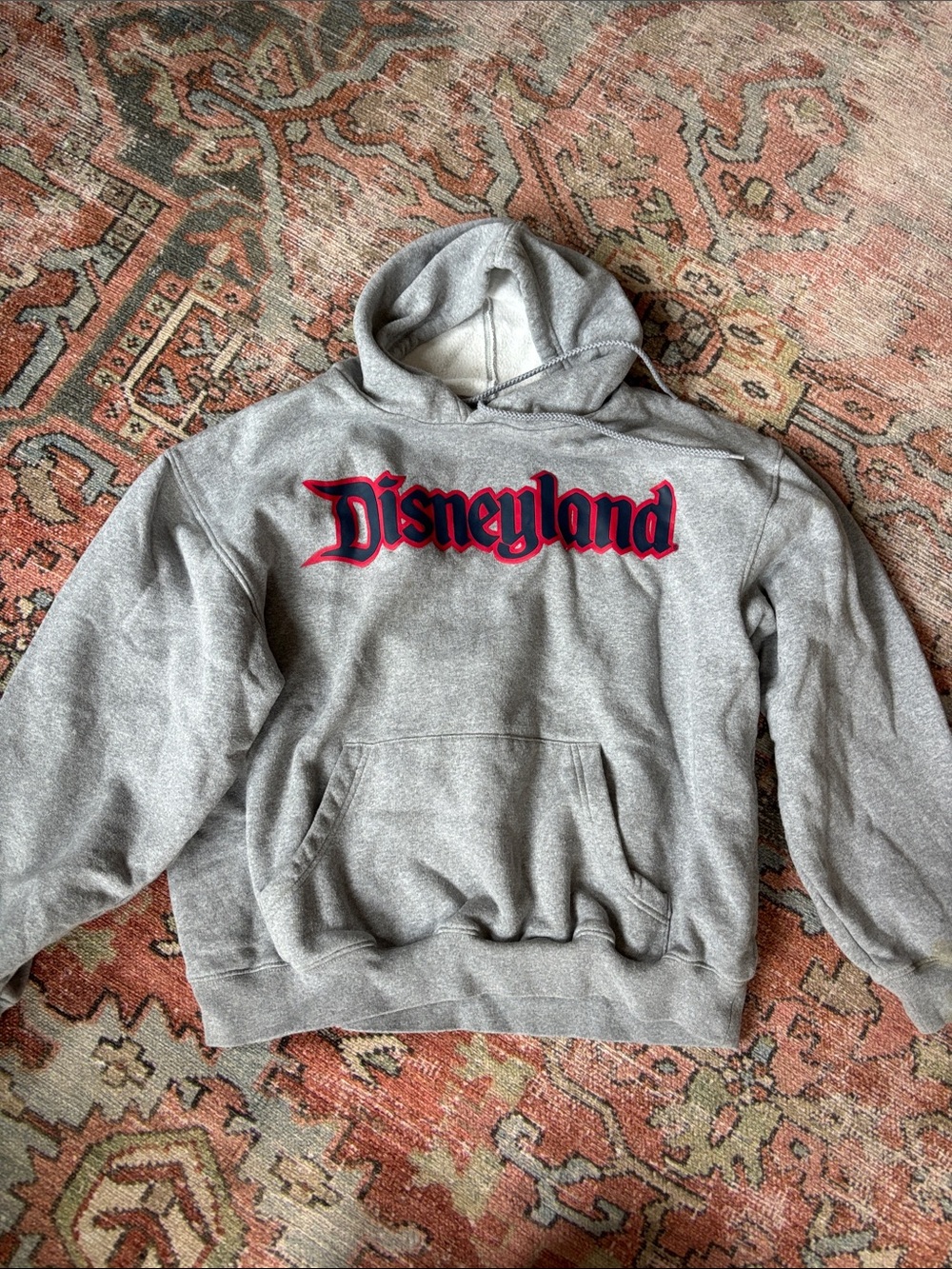 Men’s Disneyland Gray Hooded Pullover with Red and Navy Logo